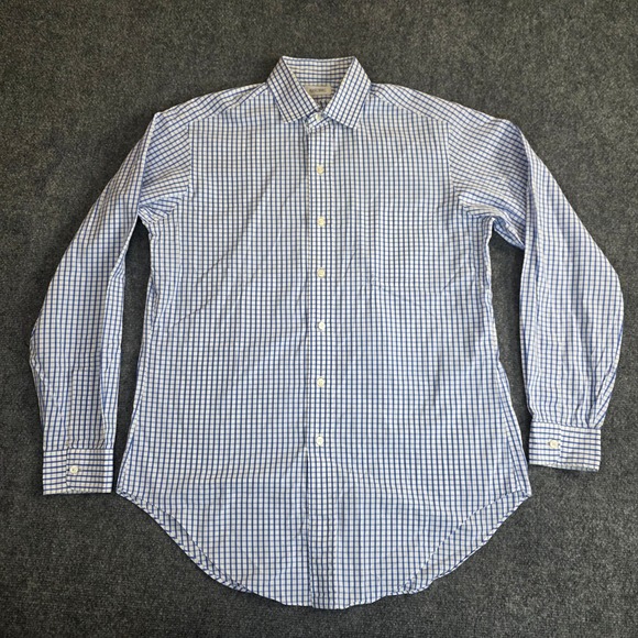 Ascot Chang Other - Ascot‎ Chang Dress Shirt Mens XL Blue Thomas Mason Gingham Check Button Up 2013